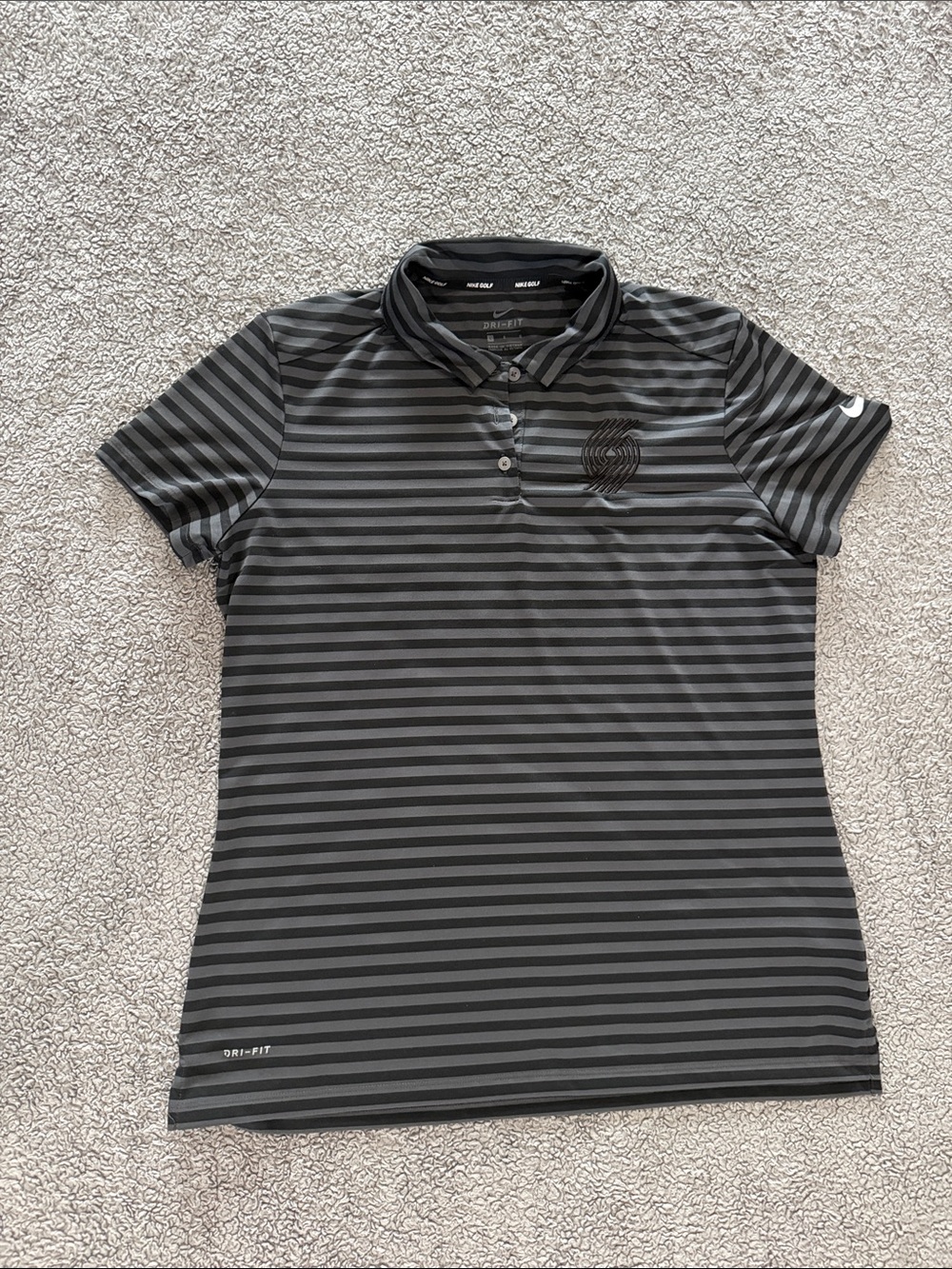 Nike Kids Black & Gray Trailblazers Striped Polo Shirt